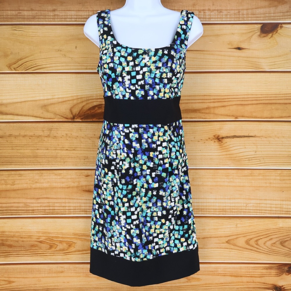 Madison Leigh Sleeveless Dress Lined Womens Size 8 Black‎ Multicolor Polyester